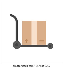 Carton box on cart, Vector element.