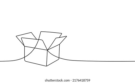 Carton box one line continuous drawing. Cardboard box continuous one line illustration. Vector minimalist linear illustration.