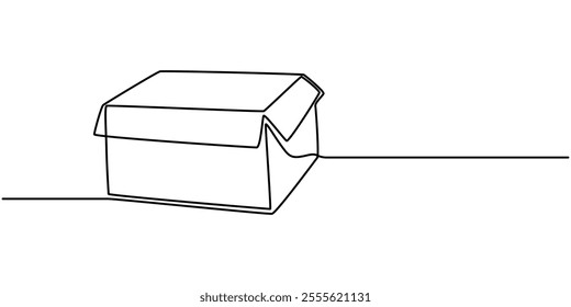 Carton box one line continuous drawing. Cardboard box continuous one line illustration, Continuous Line Drawing of Packaging Icon. Hand Drawn Symbol Vector Illustration, Carton box one line continuous