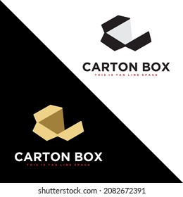 Carton Box Open In The Shape Of Letter C Vector Logo