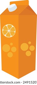 Caja de cartón con jugo de naranja, paquete de caja de jugo de naranja