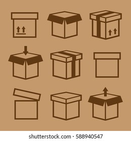 Carton box pack set packing boxes vector. Carton box pack vector