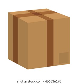 carton box package close delivery shipping logistic icon. Isolated and Brown illustration. Vector graphic