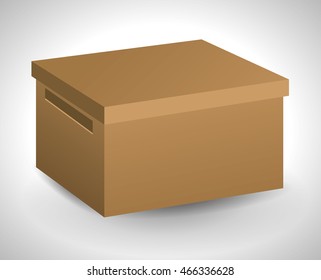 carton box package close delivery shipping logistic icon. Isolated and Brown illustration. Vector graphic