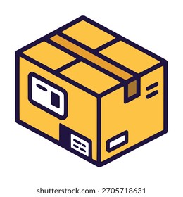 carton box package delivery flat color vector illustration template design