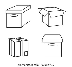 carton box package delivery shipping logistic icon set. Isolated and Silhouette illustration. Vector graphic