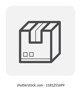 Carton box package icon design for shipping work, black and outline.