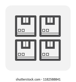 Carton box package icon design for shipping work, black and outline.