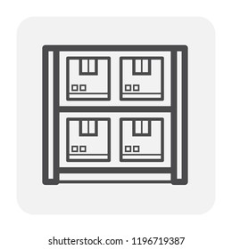 Carton box package icon design for shipping work, black and outline.