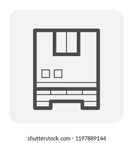 Carton box package icon design for shipping work, black and outline.