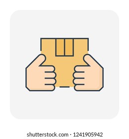Carton box package icon design, editable stroke.