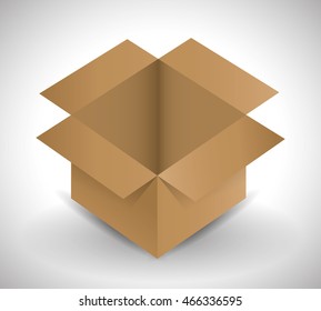 carton box package open delivery shipping logistic icon. Isolated and Brown illustration. Vector graphic