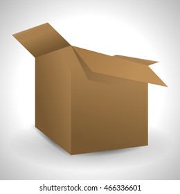 carton box package open delivery shipping logistic icon. Isolated and Brown illustration. Vector graphic