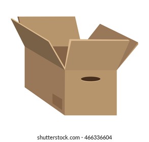 carton box package open delivery shipping logistic icon. Isolated and Brown illustration. Vector graphic