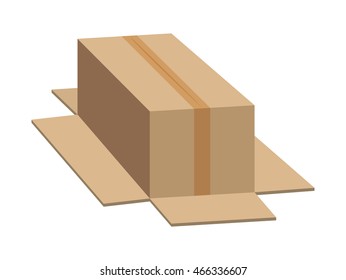 carton box package open delivery shipping logistic icon. Isolated and Brown illustration. Vector graphic