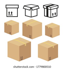 Karton und Verpackungssymbol. Box-Liefersymbole