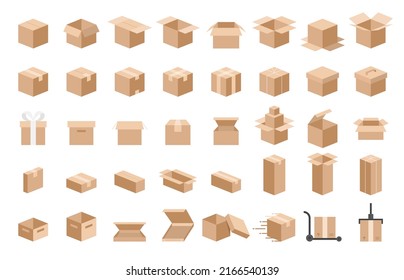 Carton box and Packaging icon set, Vector.
