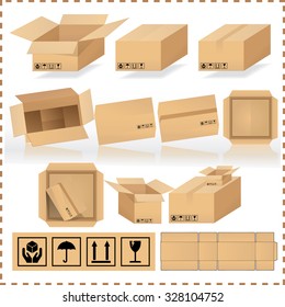 Carton box set with logo and template
