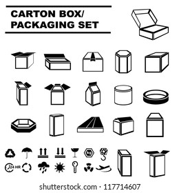 carton box set, packaging design set, shipping