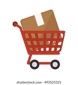 carton box and shopping cart