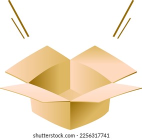 Caja de cartón con globo de lanza. ilustración vectorial.