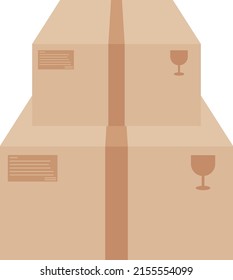 Carton box stack in cartoon design illustration