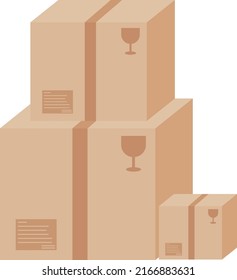 Carton box stack in cartoon design illustration