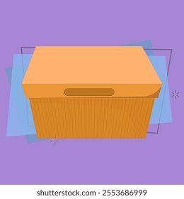 Carton box for storage cartoon illustration. Closed paper package. Cardboard box concept. Vector illustration can be used for topics like packaging, file storage, wardrobe