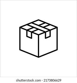 Icono de la línea delgada de la caja de cartón, Vector e Ilustración.