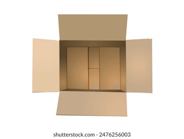 Carton box top view vector illustration. Single cardboard brown color for background design.