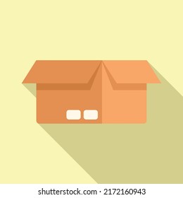 Carton box trash icon flat vector. Recycle paper. Sort container