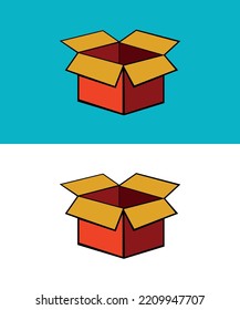 icono del vector de caja de cartón, caja de cartón del logotipo