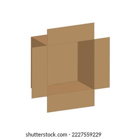 El diseño de ilustración vectorial de caja de cartón se utiliza para cualquier elemento