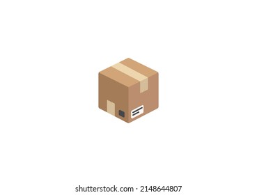 Carton Box Vector Isolated Emoticon. Box Icon