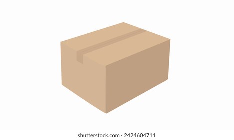 Carton Box. Vector isolated flat illustration of a carton box on a white background
