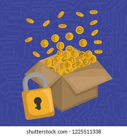 carton box with virtual coins