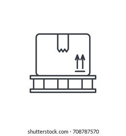 carton box whith packaging tape thin line icon. Linear vector illustration. Pictogram isolated on white background