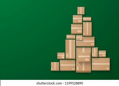 Carton Boxes Arranged as a Christmas tree.