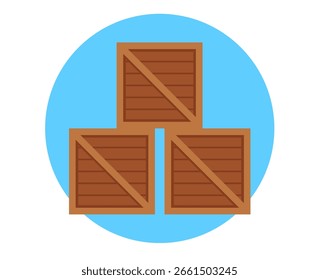 Icono de cajas de cartón estilo plano concepto de diseño simple. Ilustración gráfica de dibujos animados planos de Vector