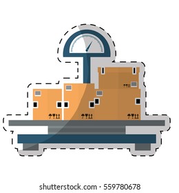 carton boxes on a weight device over white background. vector illustration