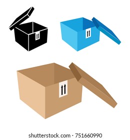 Carton boxes open square shape isolated on white background vector illustration