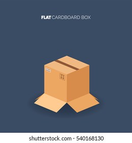 Carton cardboard box. Delivery and packaging. Transportation, shipping.Flat style.