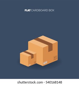Carton cardboard box. Delivery and packaging. Transportation, shipping.Flat style.