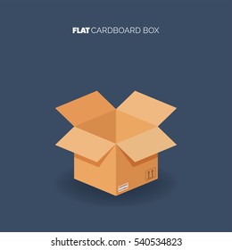 Carton cardboard box. Delivery and packaging. Transportation, shipping.Flat style.