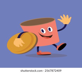 carton character design with dusbin trash shape