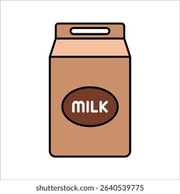 Carton Chocolate Milk Flat design style, milk carton packaging used as a chocolate ingredient, perfect for recipe visuals and dairy themed graphics.