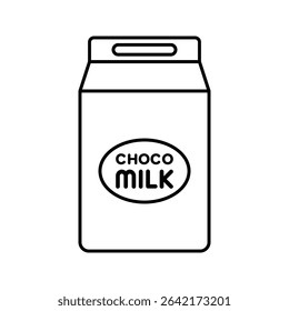 Carton Chocolate Milk Outline estilo, embalagem de caixa de leite usado como um ingrediente de chocolate, perfeito para receitas visuais e gráficos com tema de laticínios.