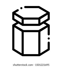 Carton Container In Hexagon Form Packaging Vector Icon Thin Line. Contour Illustration
