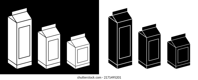 Carton container for milk or juice. Mockup design. Blank packaging isolated on white background. Collection vector illustration