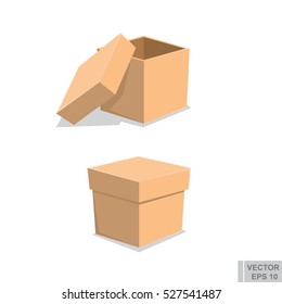 Carton container vector illustration, cardboard box pack closed parcel, package paper flat cartoon design eps10